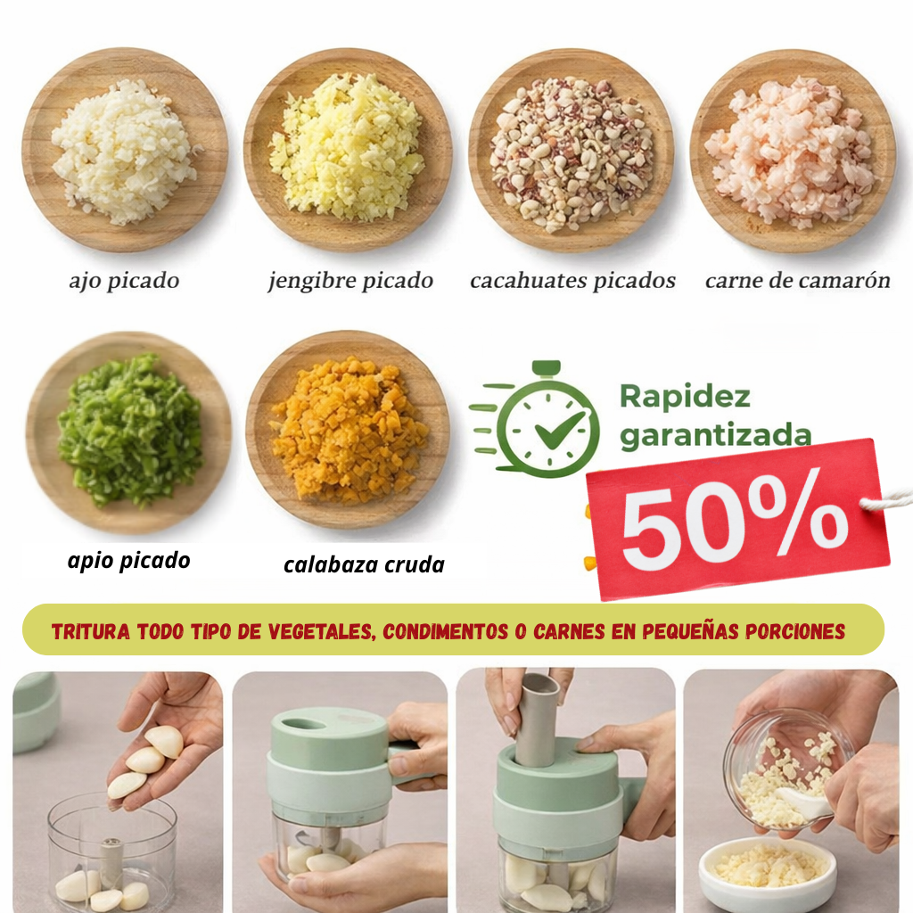 Toma el control de tu tiempo. Reduce X10 el tiempo en la cocina- Cortador eléctrico ShortCut